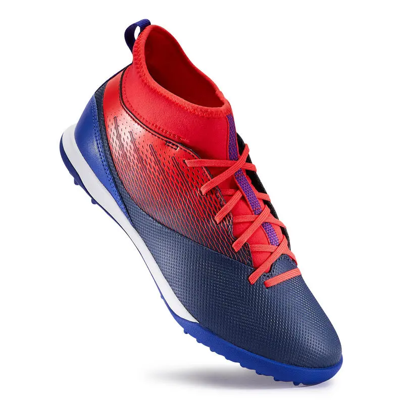 Botas De Fútbol Kipsta Agility 500 HG Turf Niños Azul Naranja - Imagen 2