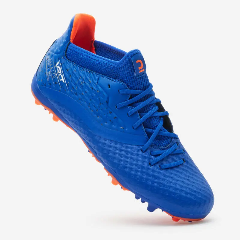 Kipsta BOTAS DE FÚTBOL NIÑO CON CORDONES VIRALTO III MG/AG AZUL Y NARANJA - Imagen 4