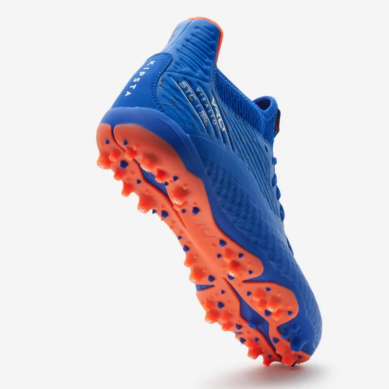 Kipsta BOTAS DE FÚTBOL NIÑO CON CORDONES VIRALTO III MG/AG AZUL Y NARANJA - Imagen 5