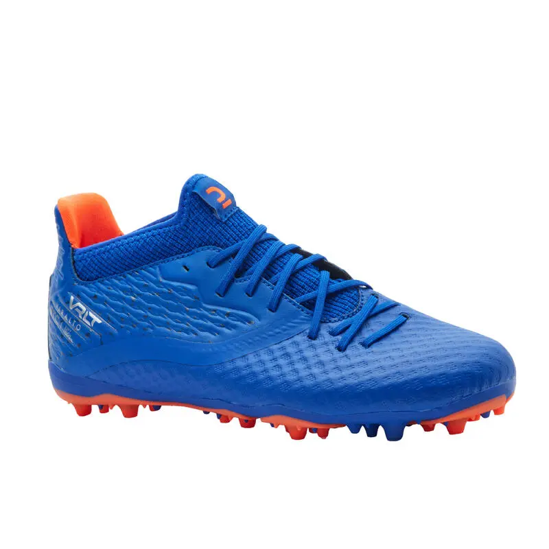 Kipsta BOTAS DE FÚTBOL NIÑO CON CORDONES VIRALTO III MG/AG AZUL Y NARANJA