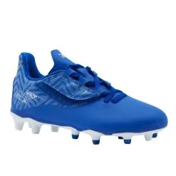 Kipsta BOTAS DE FÚTBOL NIÑO CON TIRA AUTOADHERENTE VIRALTO I EASY FG AZUL Y BLANCO