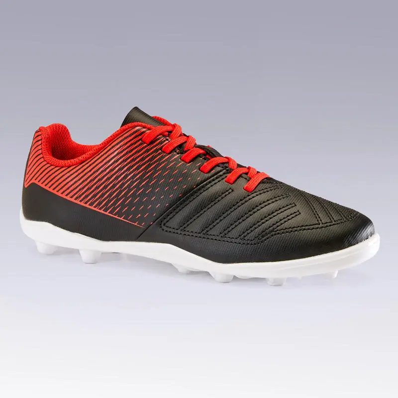 Botas De Fútbol Niños Kipsta Agility 100 FG Negro Rojo - Imagen 2