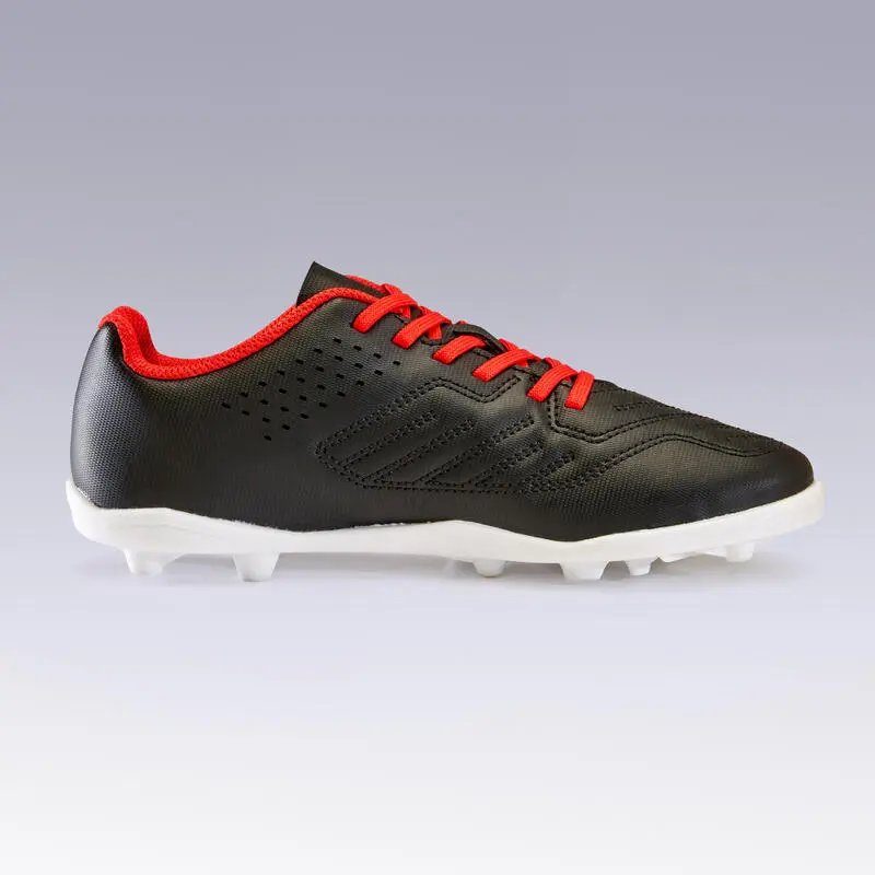 Botas De Fútbol Niños Kipsta Agility 100 FG Negro Rojo - Imagen 3