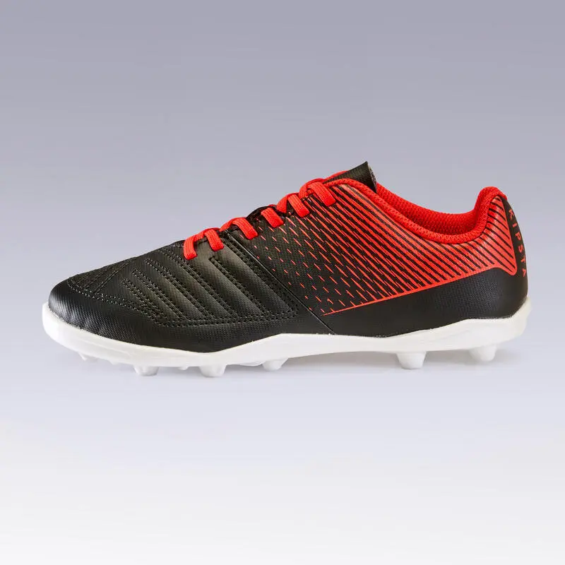 Botas De Fútbol Niños Kipsta Agility 100 FG Negro Rojo - Imagen 4