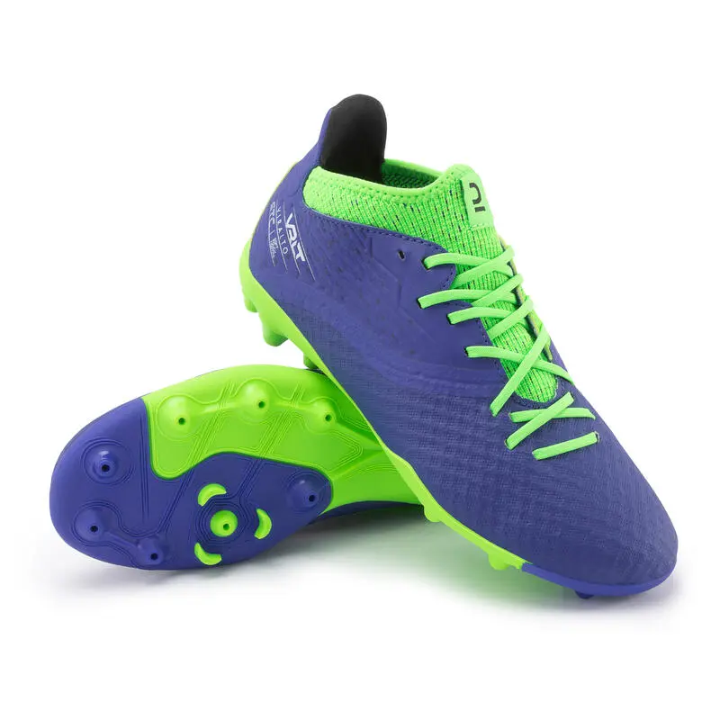 Kipsta Botas De Fútbol Niños Para Terreno Seco VIRALTO III MG Azul Y Verde Fluo - Imagen 5