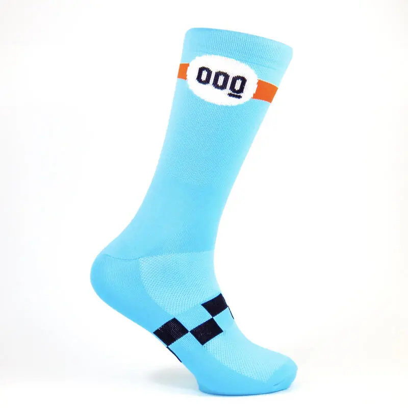 Calcetines Unisex Con Rejilla Altos Verano Mooquer GT Corsa Azul Bordados - Imagen 2