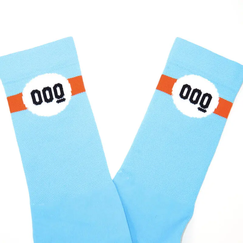 Calcetines Unisex Con Rejilla Altos Verano Mooquer GT Corsa Azul Bordados - Imagen 4