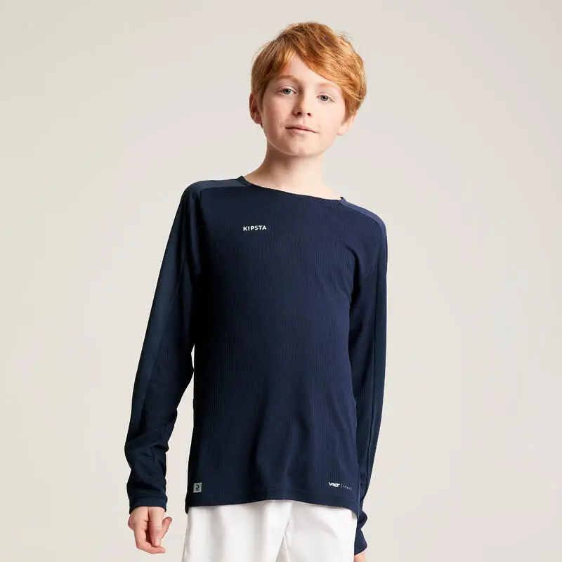 Camiseta De Fútbol Manga Larga Niños Kipsta Viralto Azul Marina - Imagen 3