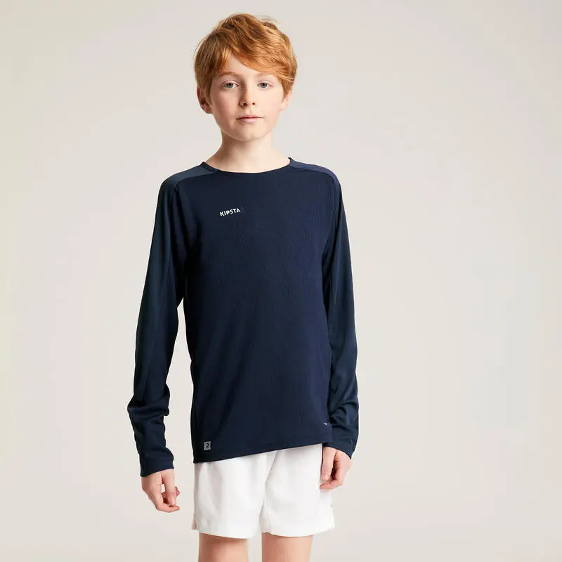 Camiseta De Fútbol Manga Larga Niños Kipsta Viralto Azul Marina - Imagen 4