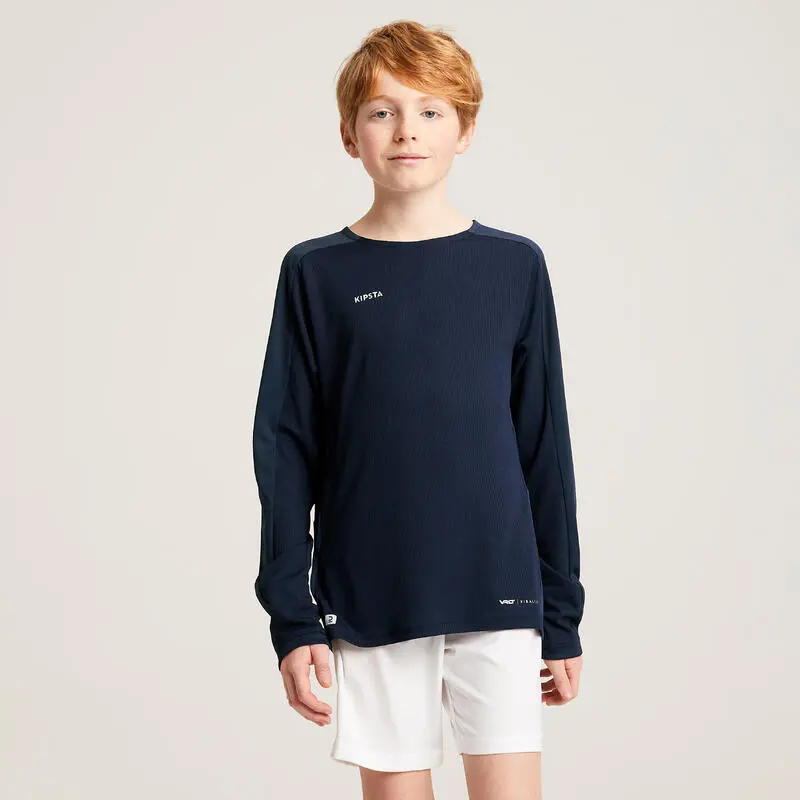 Camiseta De Fútbol Manga Larga Niños Kipsta Viralto Azul Marina
