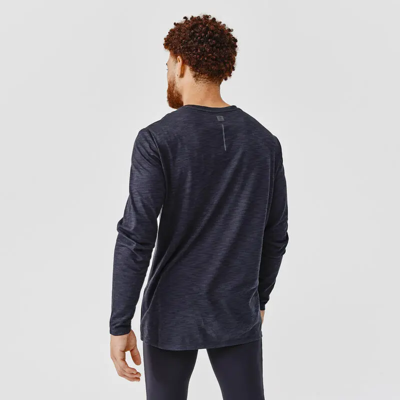 Kalenji Camiseta Running Dry+ Hombre Negro Manga Larga Transpirable - Imagen 2