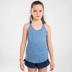 Camiseta Sin Mangas Running Sin Costuras Niña - KIPRUN CARE Azul