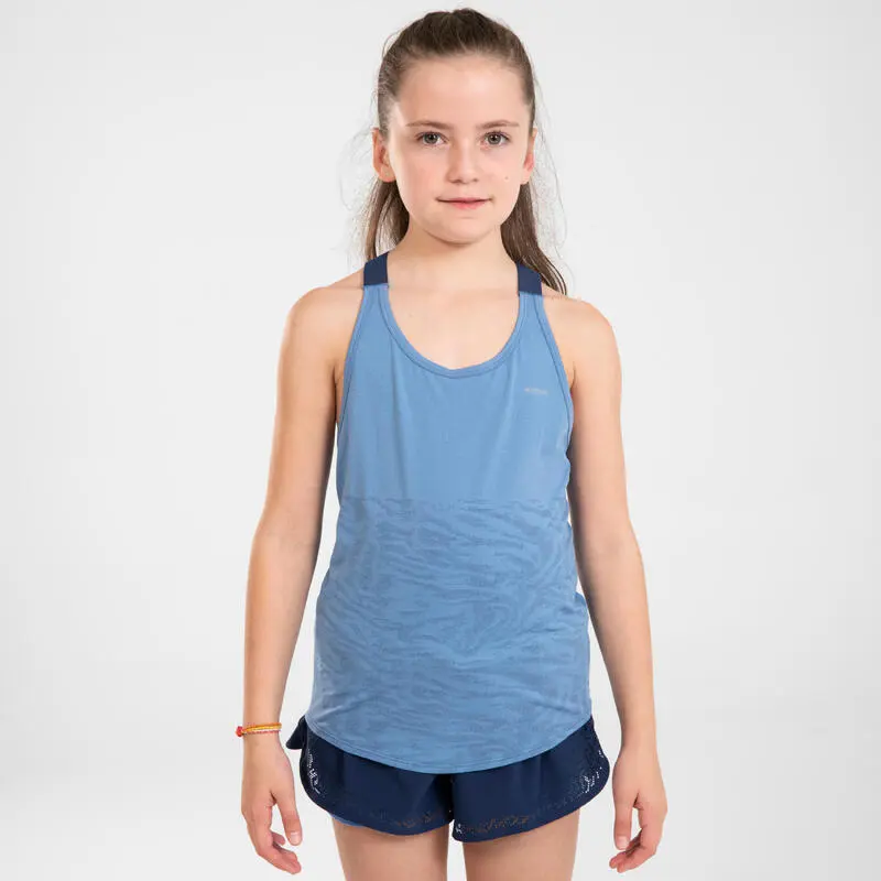 Camiseta Sin Mangas Running Sin Costuras Niña - KIPRUN CARE Azul