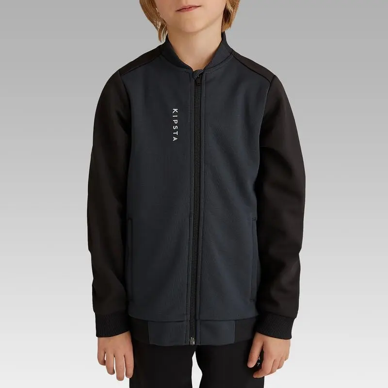 Chaqueta De Fútbol Con Cremallera Kipsta T100 Niños Negro - Imagen 2