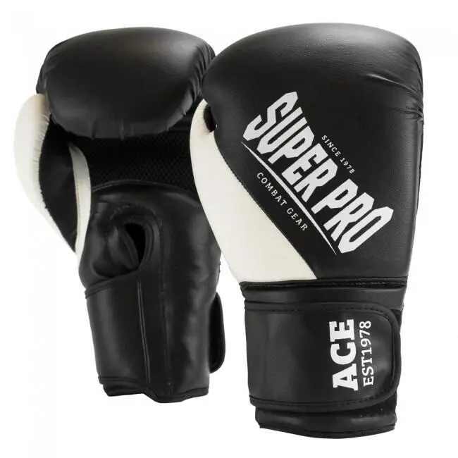 Super Pro Combat Gear Guantes De Boxeo - Ace - En Blanco Y Negro