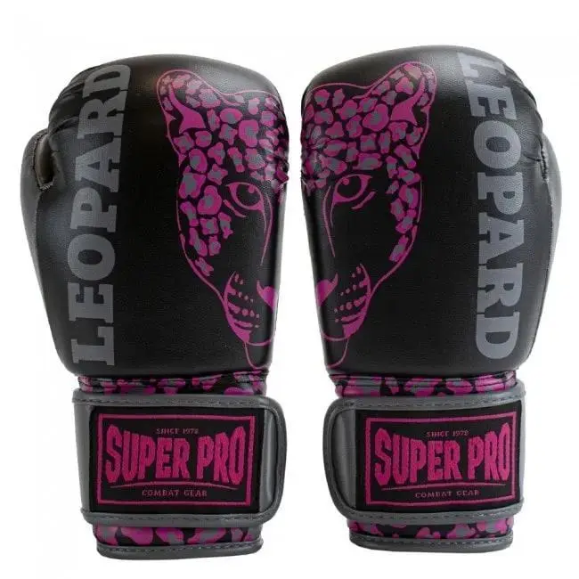 Super Pro Combat Gear Guantes De Boxeo Para Niños - Leopard - Negro/Rosa - Imagen 2