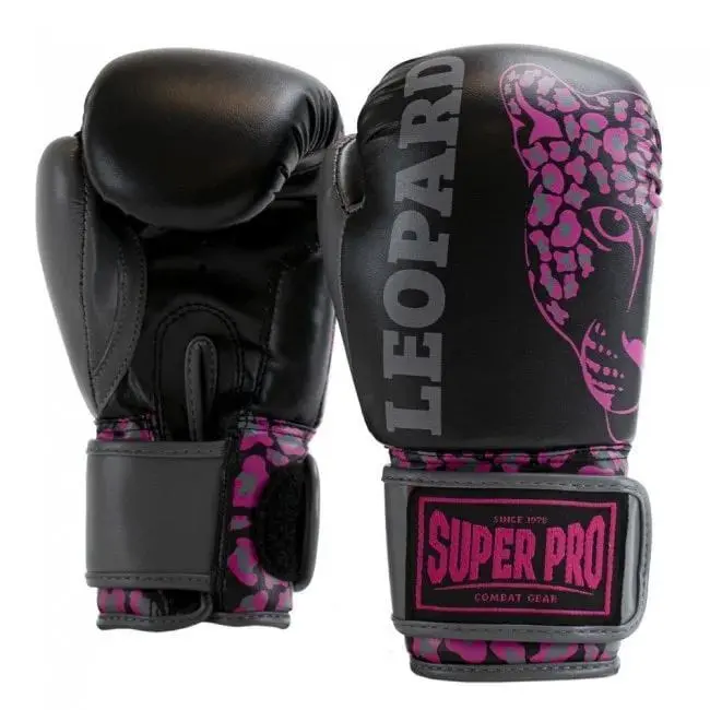 Super Pro Combat Gear Guantes De Boxeo Para Niños - Leopard - Negro/Rosa - Imagen 3