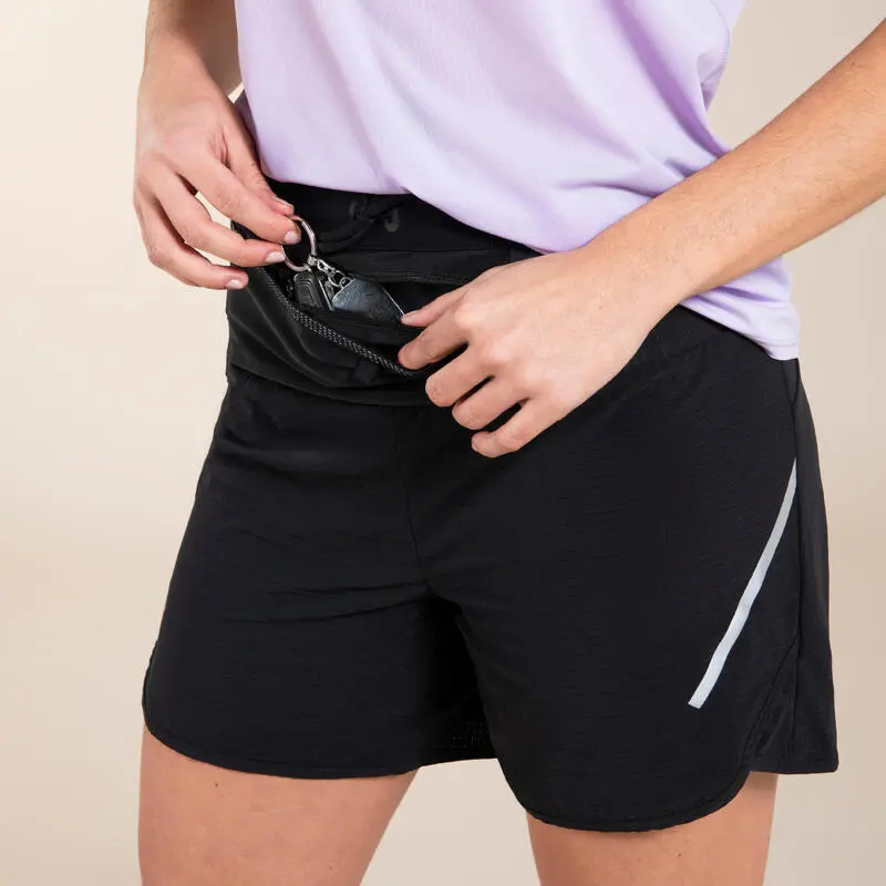 EVADICT Pantalón Corto Trail Running Holgado Mujer Negro - Imagen 4