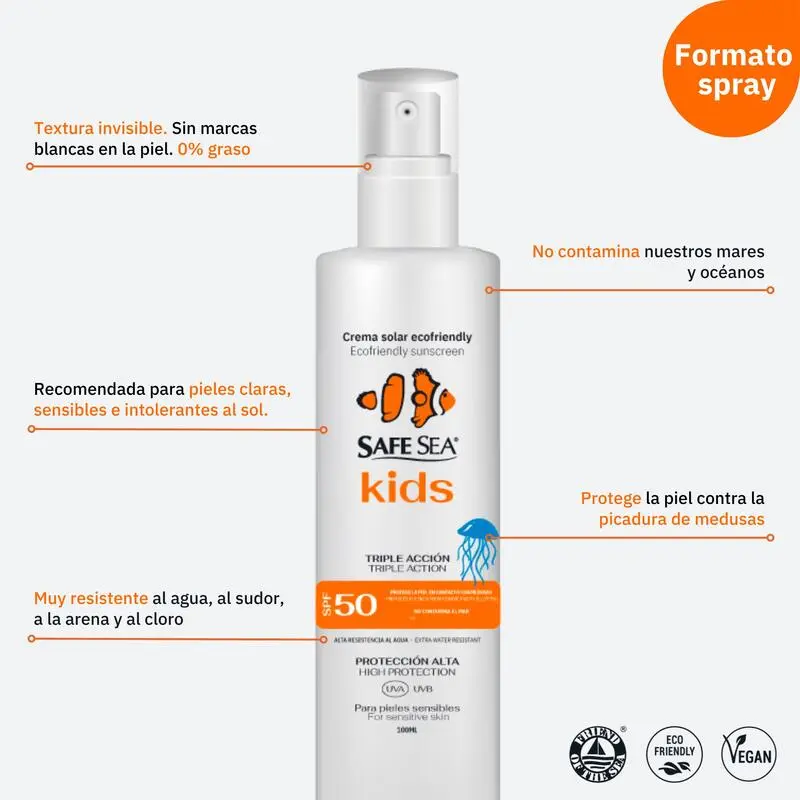 Safe Sea Spray Solar Corporal Para Niños SPF 50 - Imagen 3